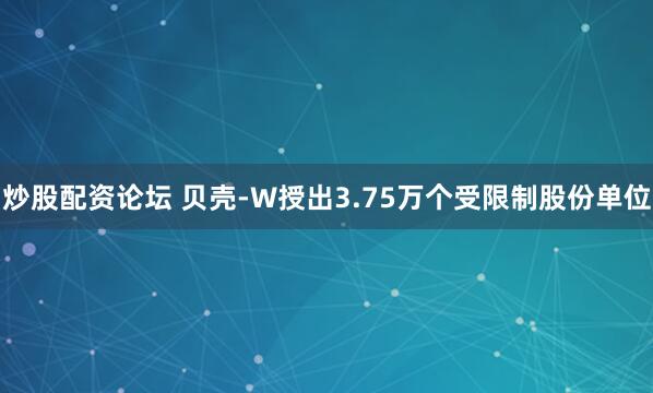 炒股配资论坛 贝壳-W授出3.75万个受限制股份单位